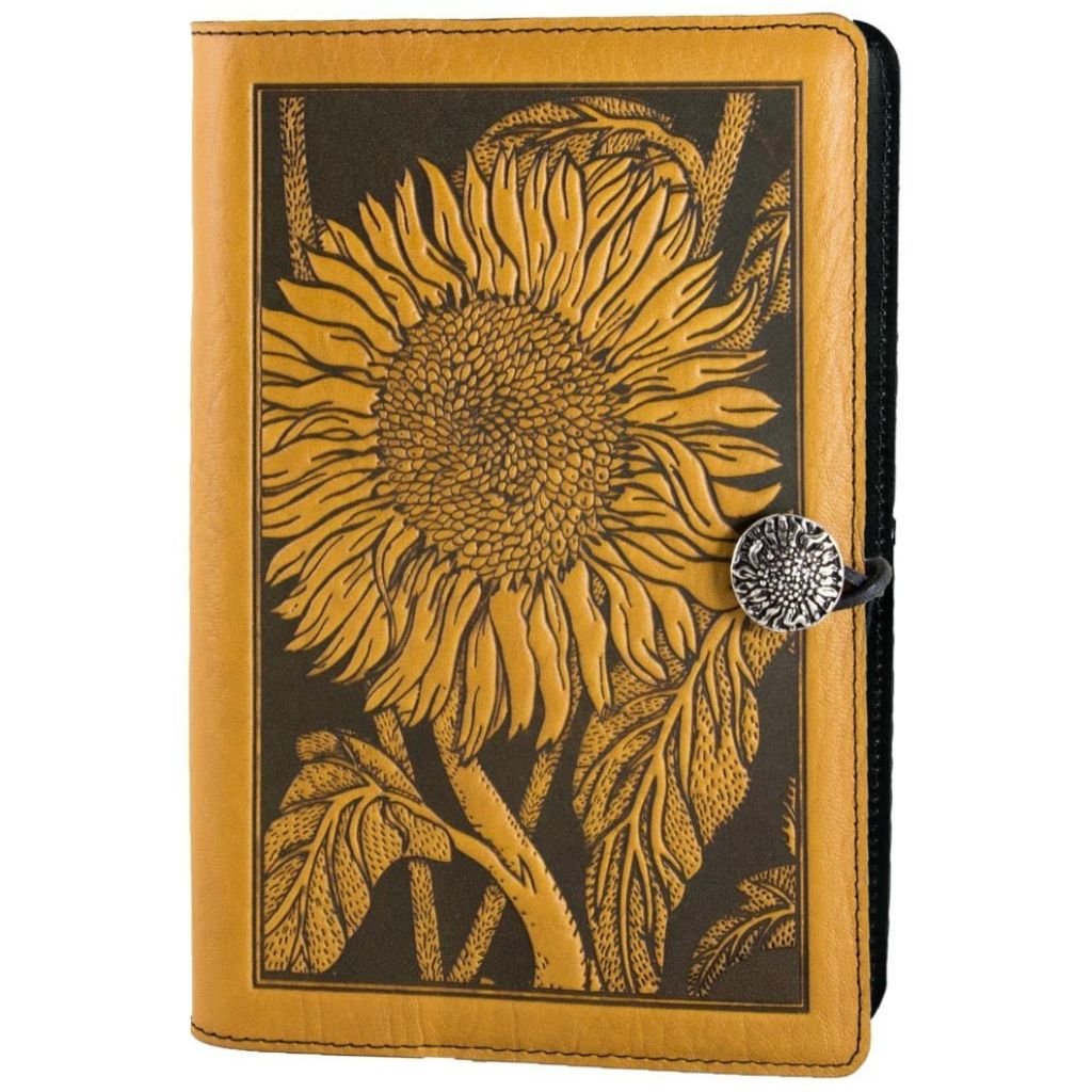 Leather Refillable Journal Notebook, Sunflower
