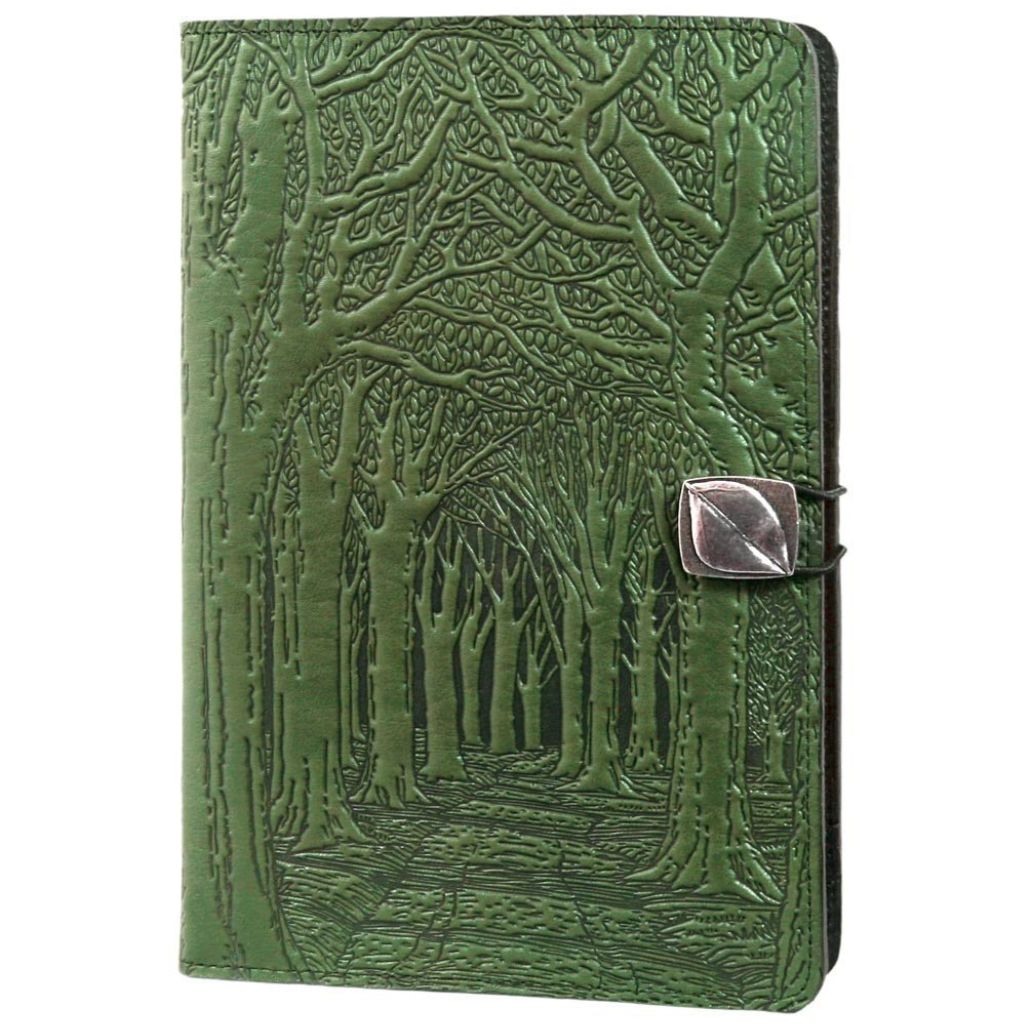 Oberon Design Leather iPad Mini Cover, Case, Avenue of Trees, Fern
