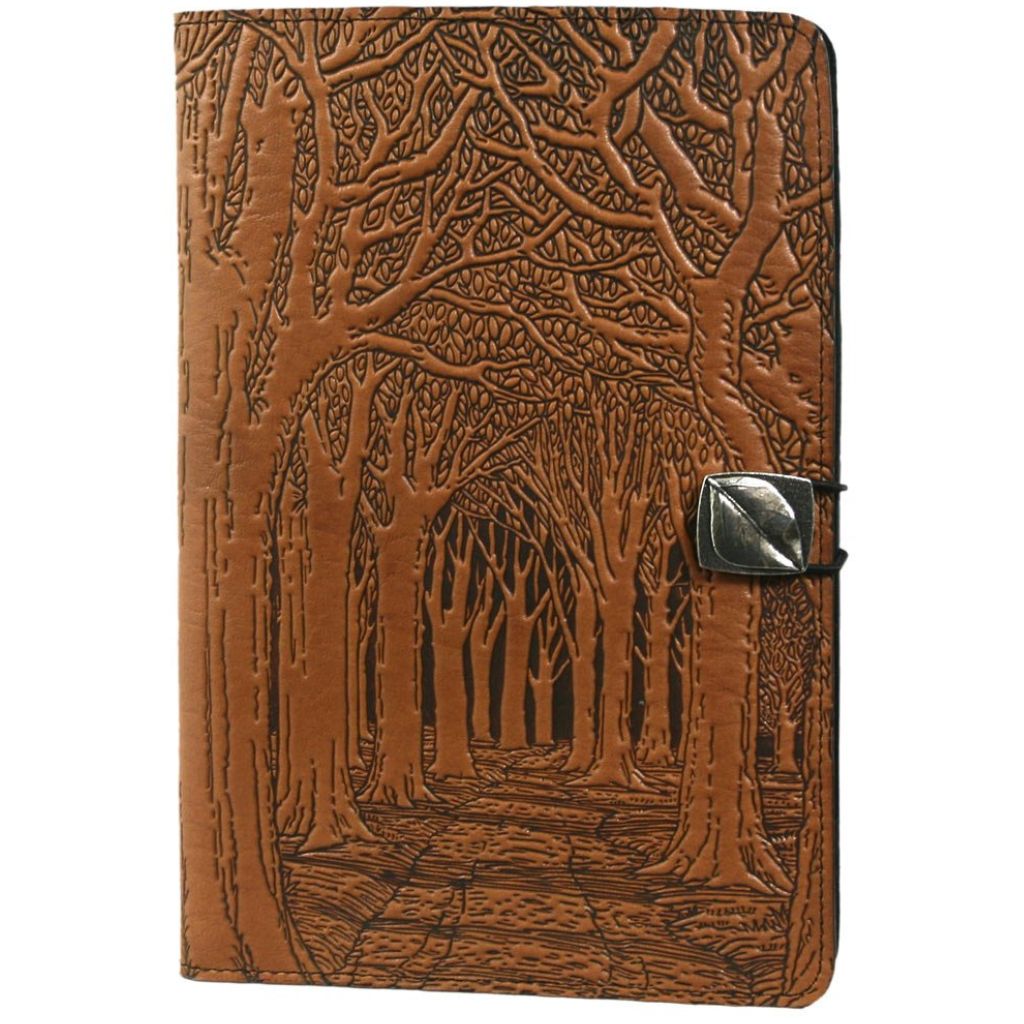 Oberon Design Leather iPad Mini Cover, Case, Avenue of Trees, Saddle