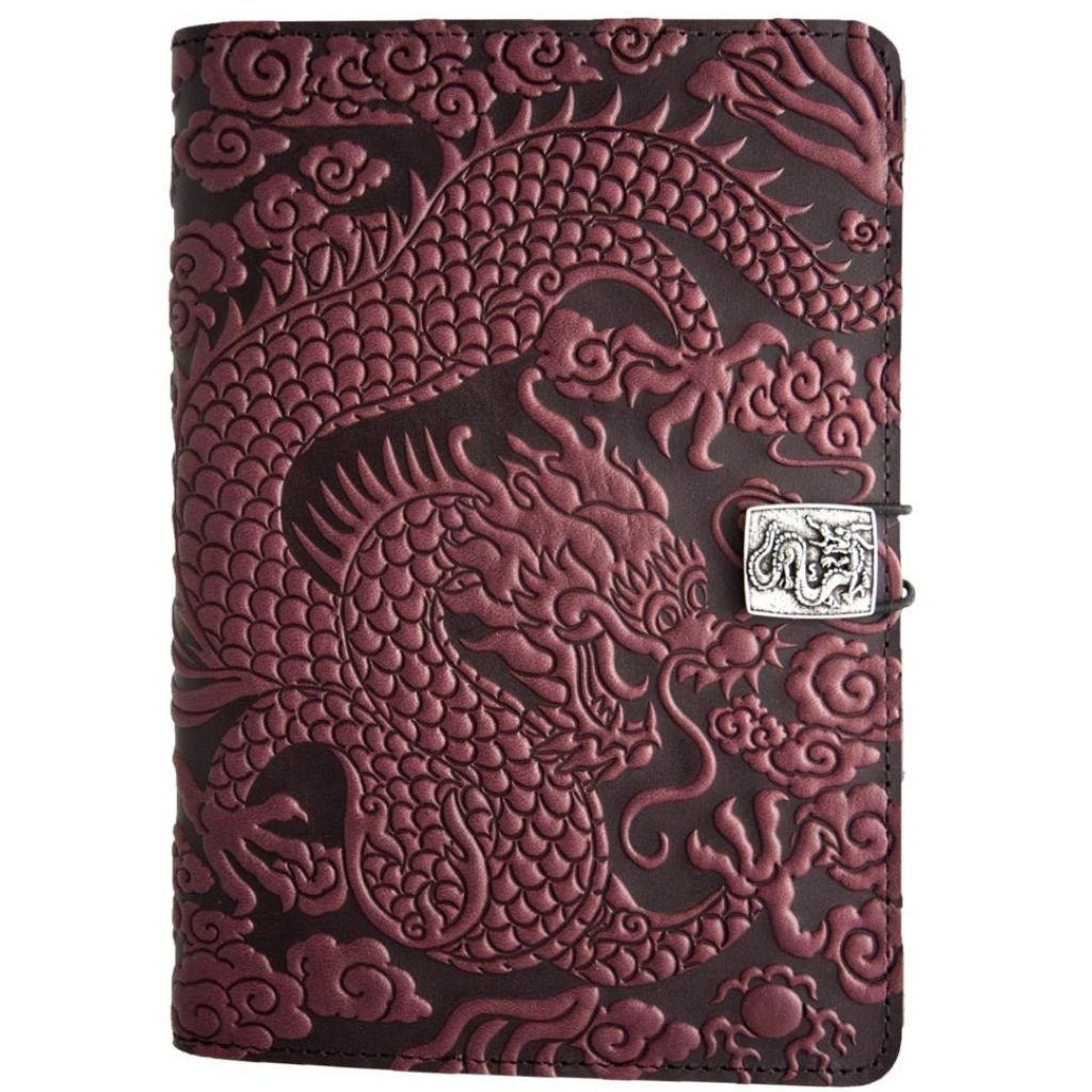 Oberon Design Leather iPad Mini Cover, Case, Cloud Dragon, Wine