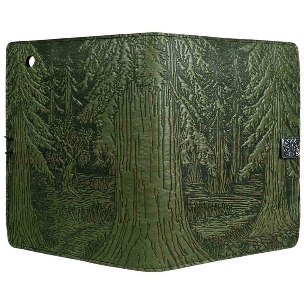 Oberon Design Leather iPad Mini Cover, Case, Forest, Fern - Open