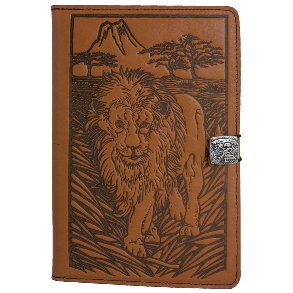 Oberon Design Leather iPad Mini Cover, Case, Lion, Marigold