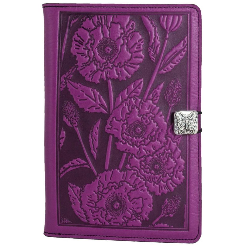 Oberon Design Leather iPad Mini Cover, Case, Oriental Poppy, Orchid