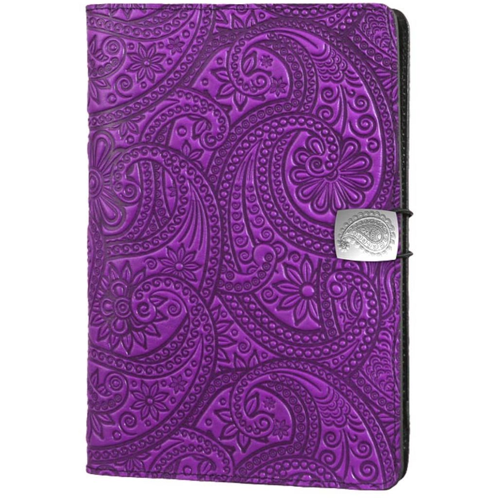 Oberon Design Leather iPad Mini Cover, Case, Paisley, Teal
