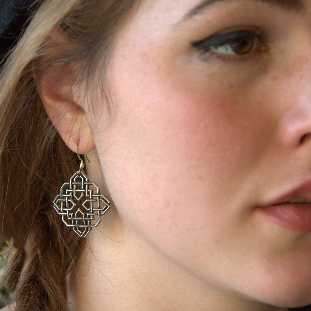 Oberon Design Britannia Metal Jewelry, Earrings, Harmony Knot, Model 3