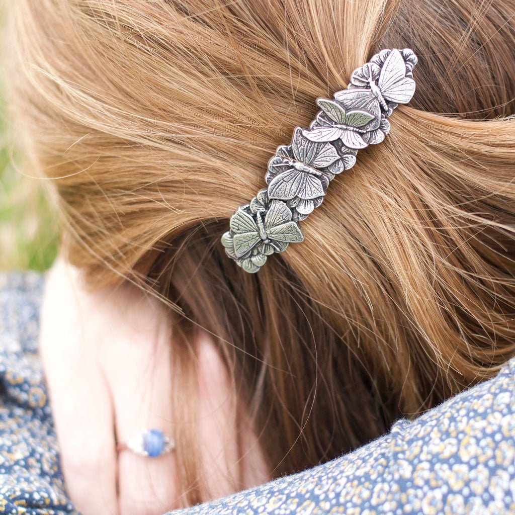 Oberon Design Hair Clip, Barrette, Hair Accessory, Butterflies, 70mm