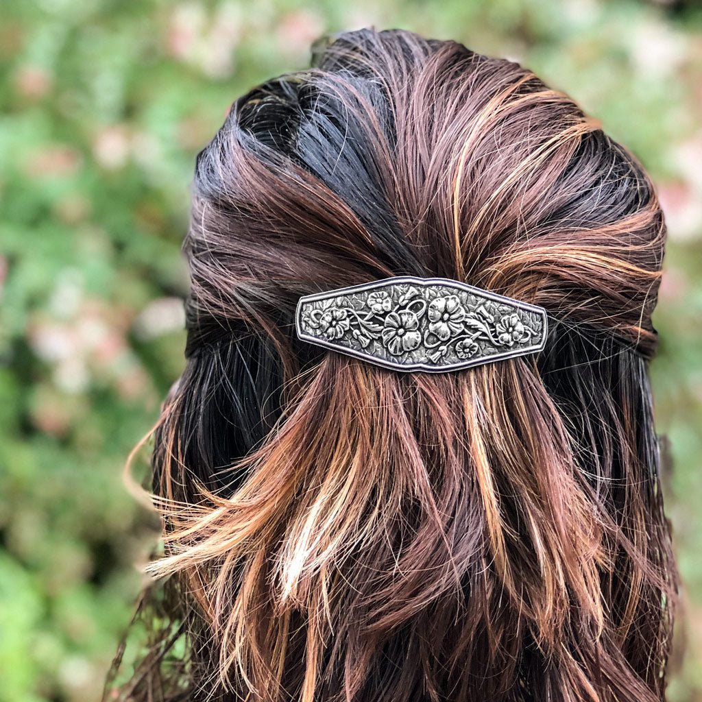 Oberon Design Hair Clip, Barrette, Hair Accessory, Flowers, 70mm