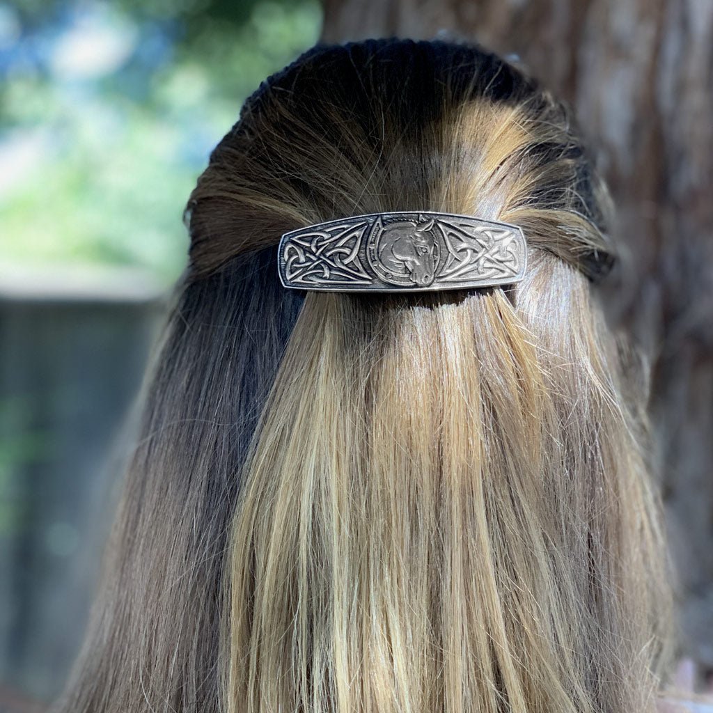 Oberon Design Hair Clip, Barrette, Hair Accessory, Celtic Horseshoe, Model