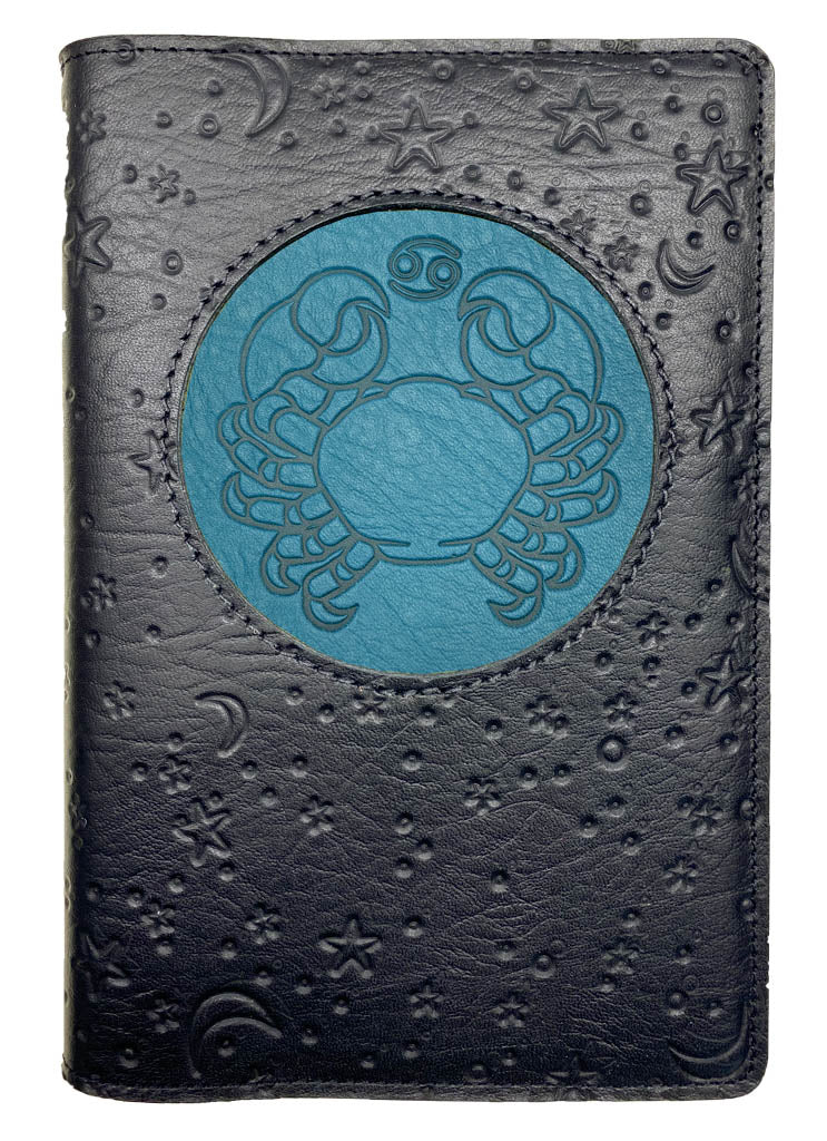 Oberon Design Zodiac Icon Journal Moon &amp; Stars, Cancer, Blue &amp; Black