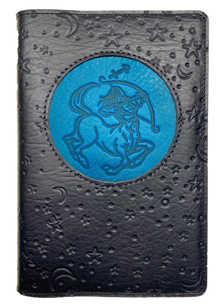Oberon Design Zodiac Icon Journal Moon &amp; Stars, Saggitarius, Blue &amp; Black