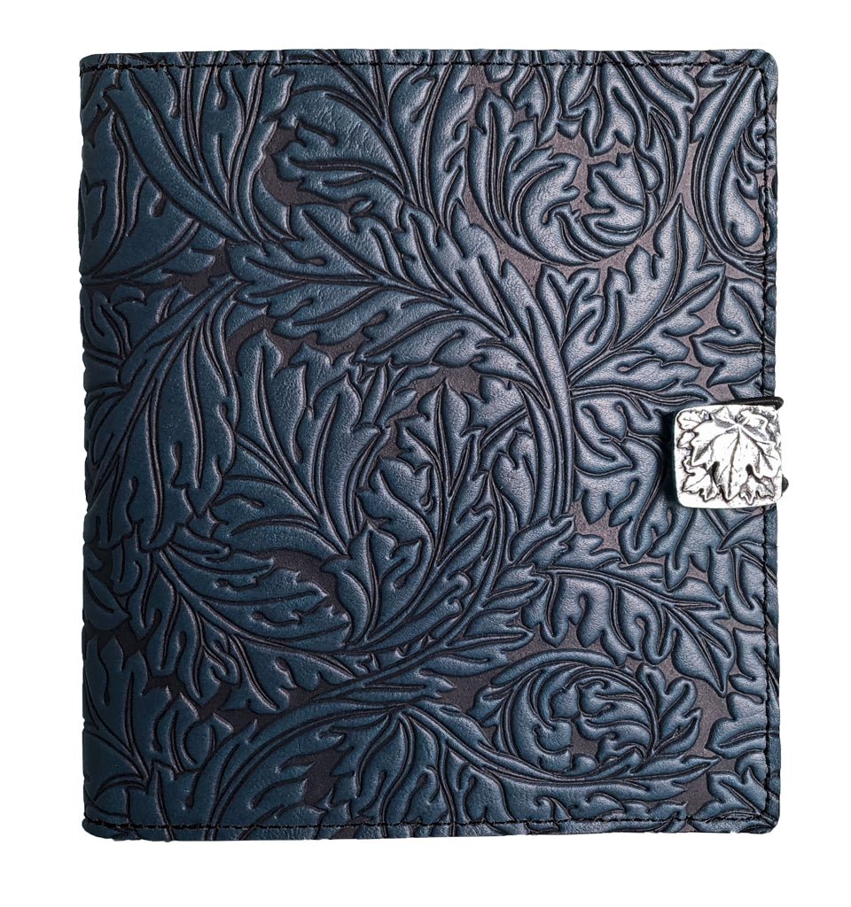 Oberon Design Leather Cover for Kindle Oasis, Acanthus Leaf in Navy