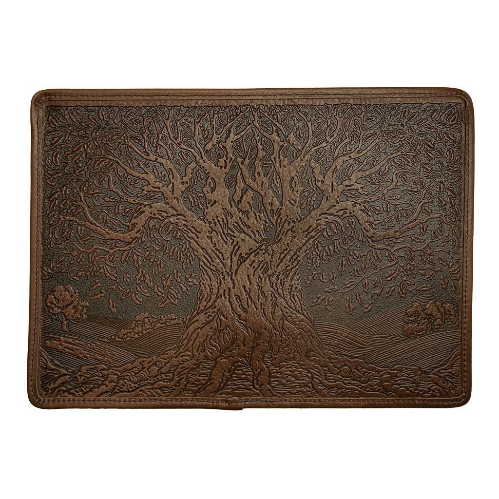 Leather Laptop Sleeve, MacBook Case, Tablet Cover, Tree of Life, Chocolate