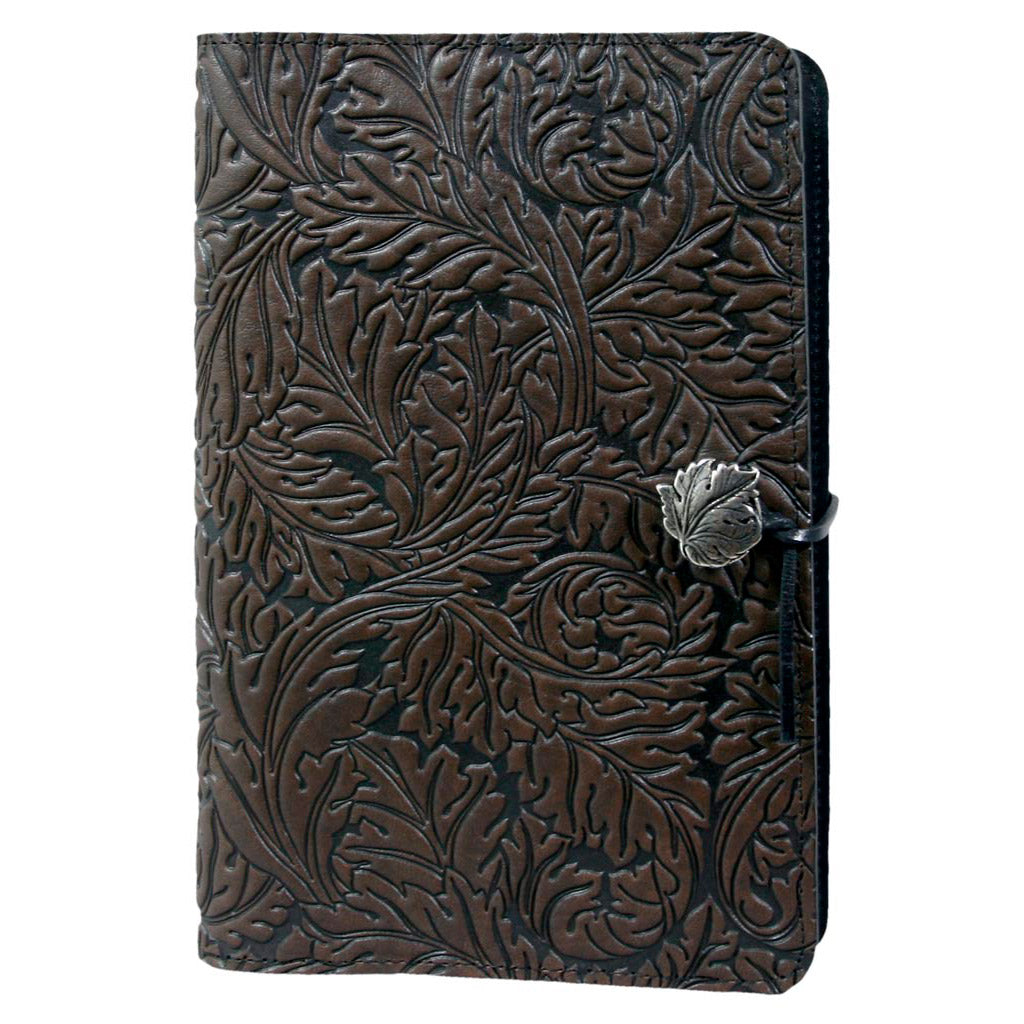 Oberon Design Leather Refillable Journal Cover, Acanthus Leaf, Chocolate