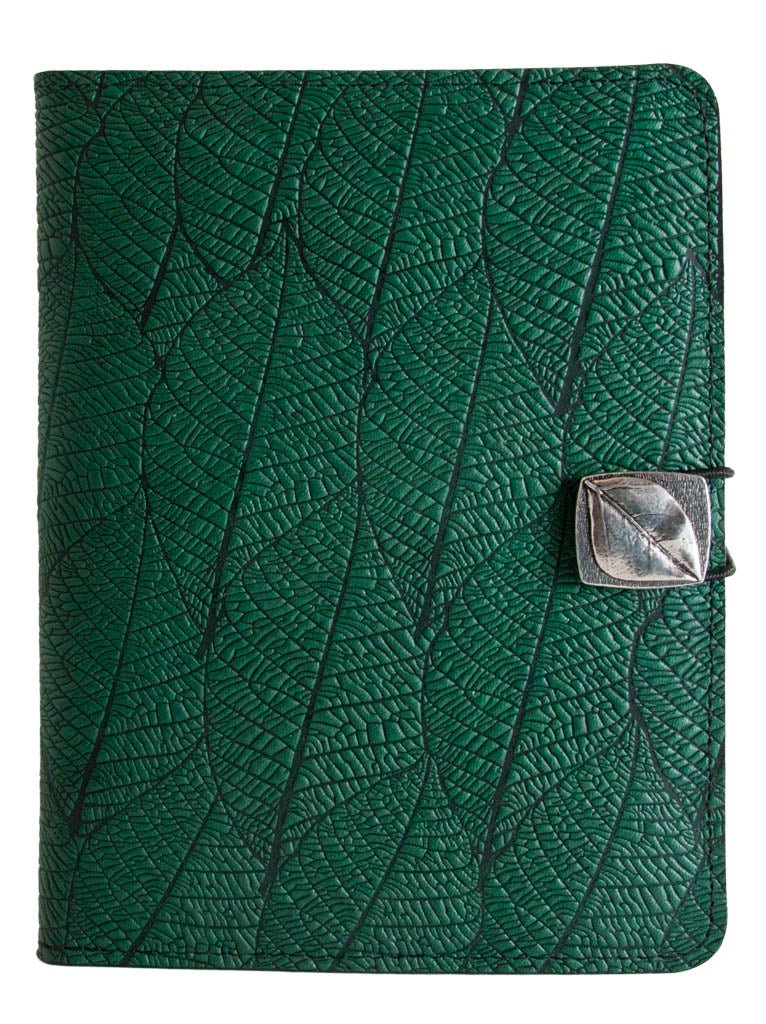 Genuine leather cover, case for Kindle e-Readers, Fallen Leaves, Green