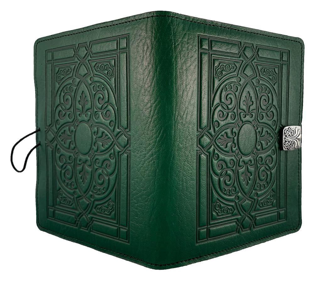 Genuine leather cover, case for Kindle e-Readers, Florentine, Green - Open