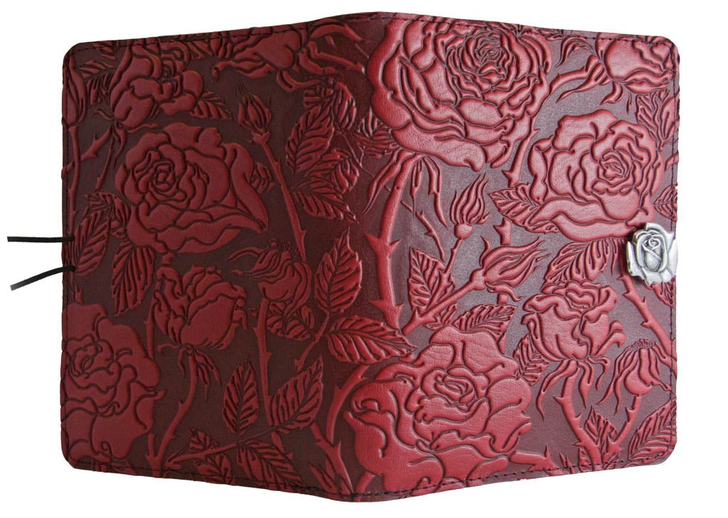 Genuine leather cover, case for Kindle e-Readers, Wild Rose, Red - Open