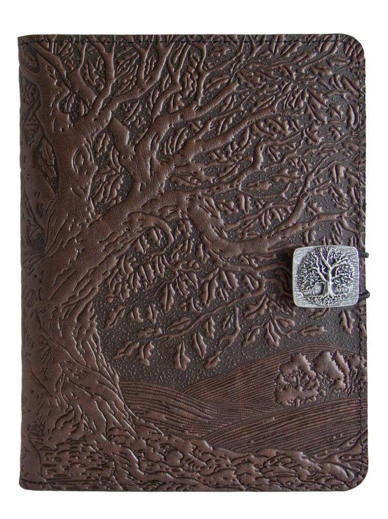 Genuine leather cover, case for Kindle e-Readers, Tree of Life, Chocolate