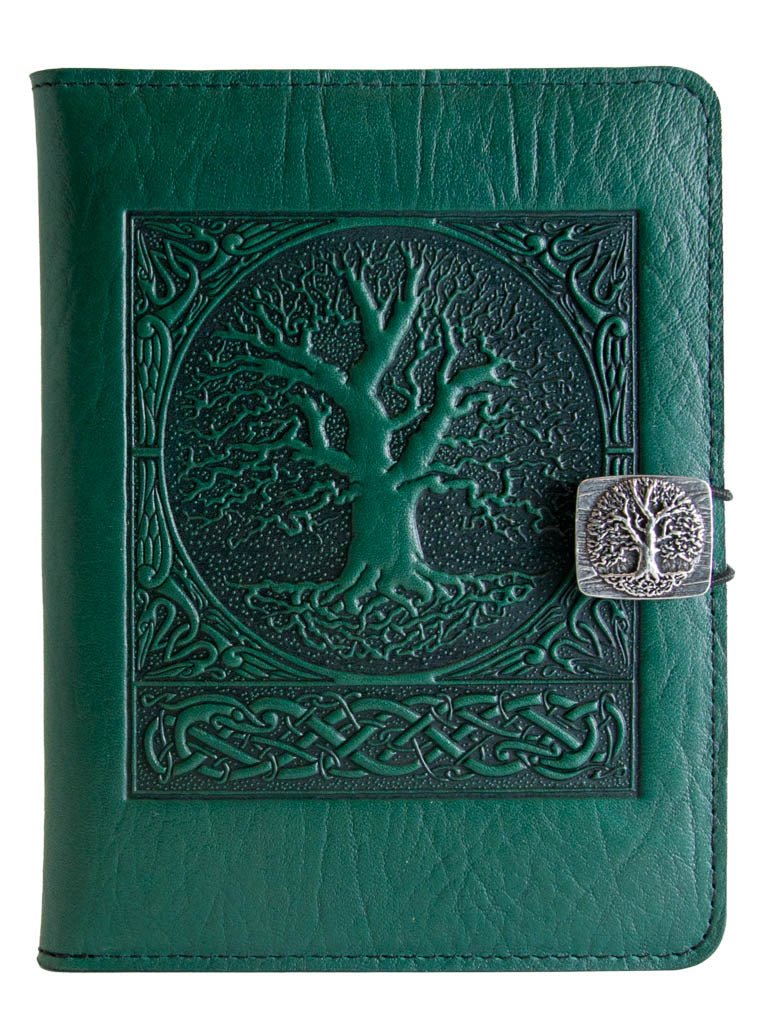 Genuine leather cover, case for Kindle e-Readers, World Tree, Green