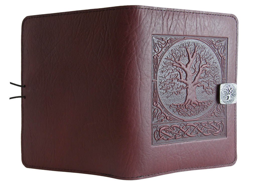 Genuine leather cover, case for Kindle e-Readers, World Tree, Wine - Open
