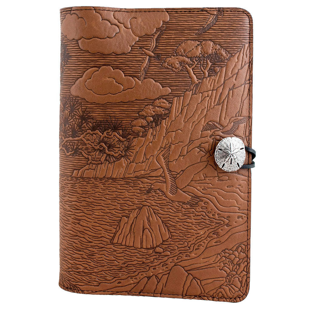 Oberon Design Large Refillable Leather Notebook Cover, Cypress Cove, Saddle