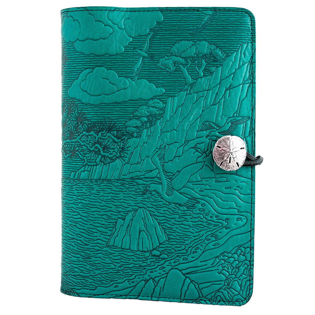 Oberon Design Large Refillable Leather Notebook Cover, Cypress Cove, Teal
