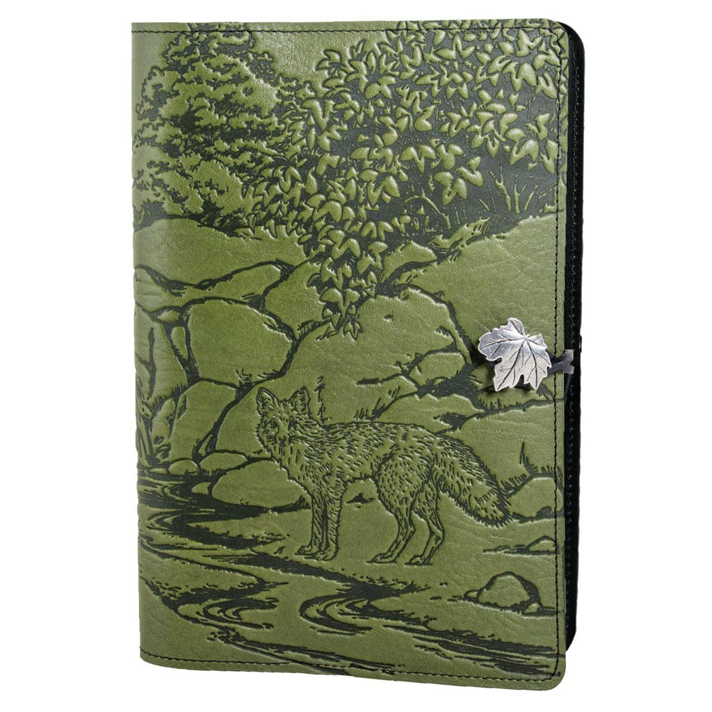 Oberon Design Refillable Large Leather Notebook Cover, Mr. Fox, Fern