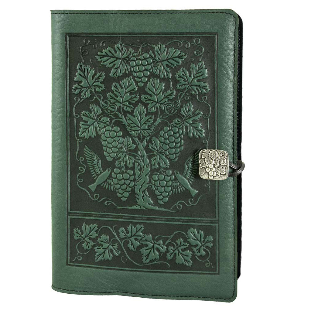 Oberon Design Large Leather Notebook Cover, Grapevine, Green