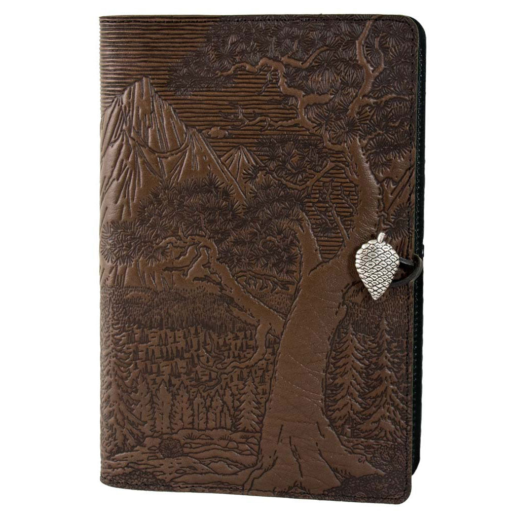 Oberon Design Large Refillable Leather Notebook Cover, High Sierra, Chocolate