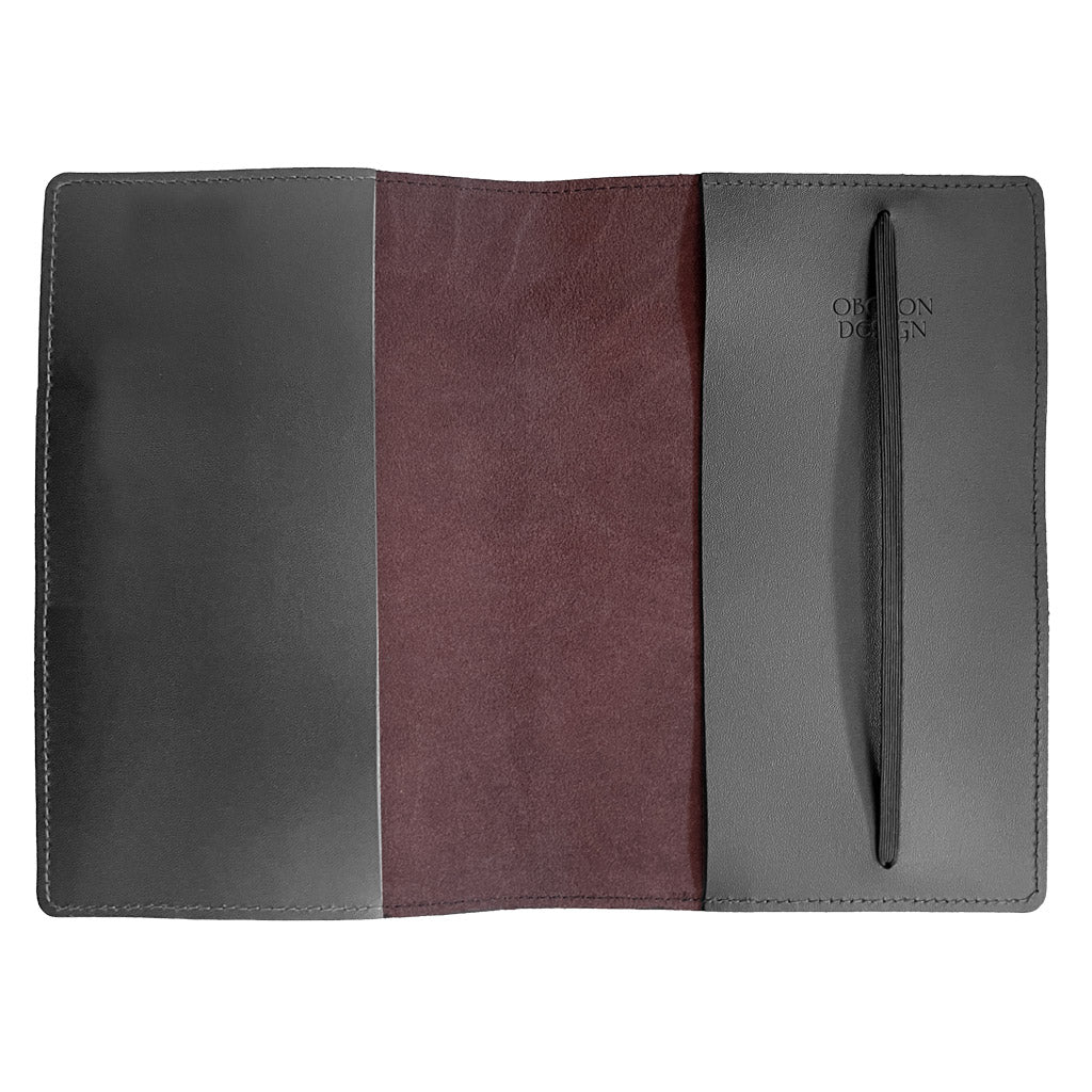 Oberon Design Refillable Large Leather Notebook Cover, Wine Interior