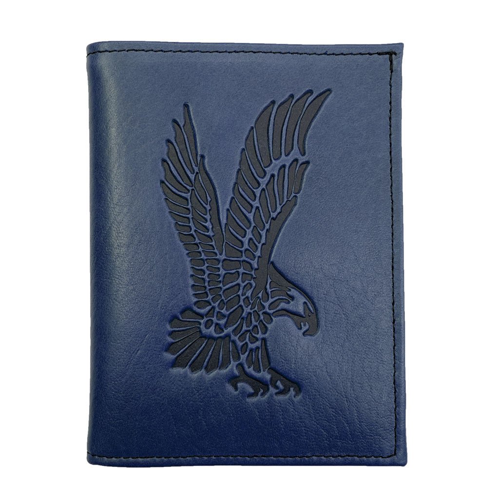 Oberon Design Genuine Leather Traveler Passport Wallet, Eagle, Navy