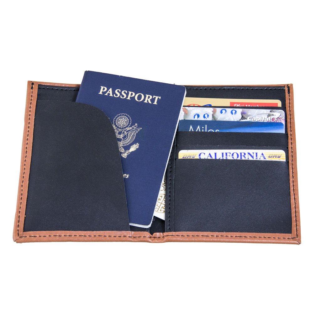 Oberon Design Genuine Leather Traveler Passport Wallet, Interior with Pasport