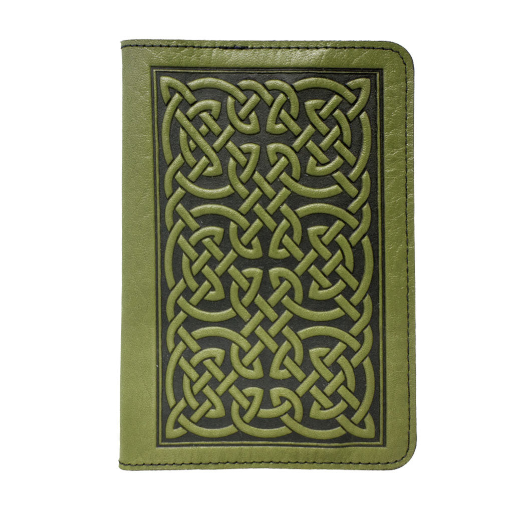 Oberon Design Bold Celtic Refillable Leather Pocket Notebook Cover, Black