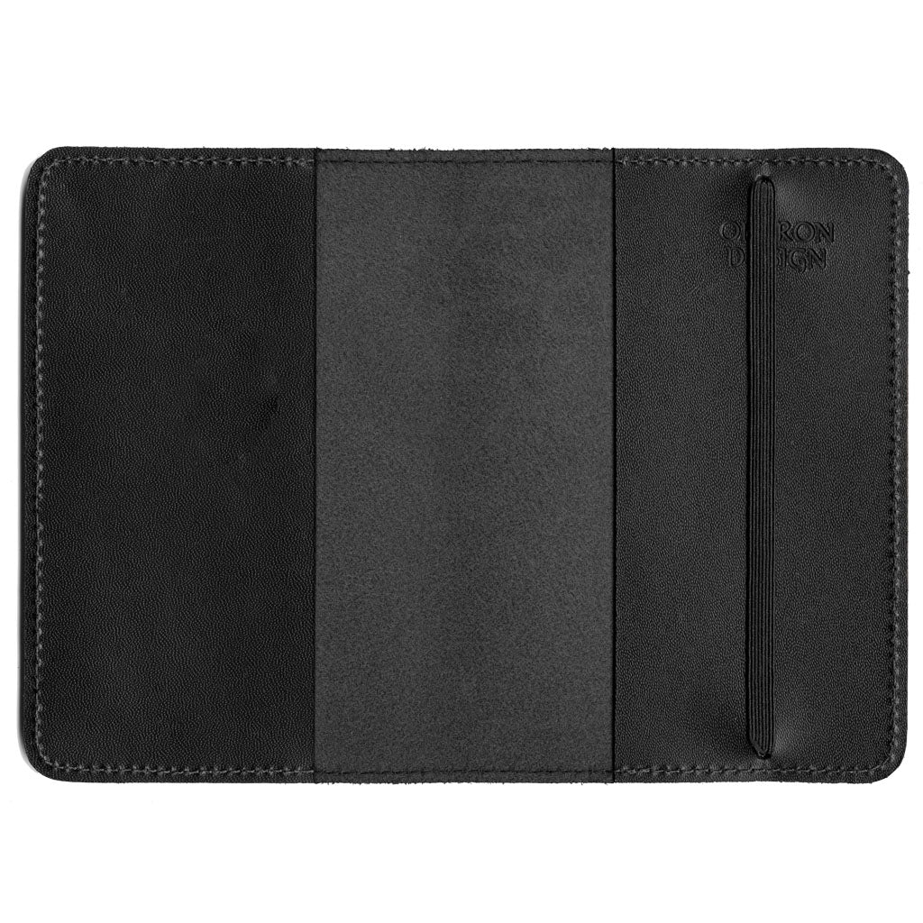 Oberon Design Refillable Leather Pocket Notebook Cover, Black Interior