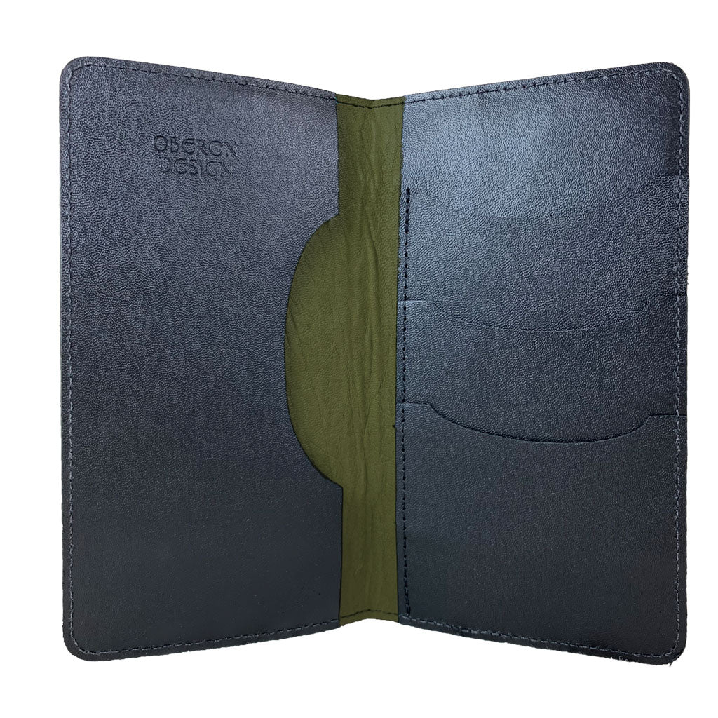 Oberon Design Large Leather Smartphone Wallet, Fern Interior