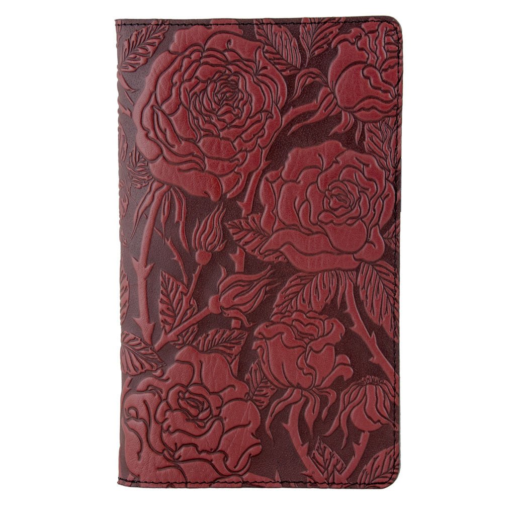 Oberon Design Large Leather Smartphone Wallet, Wild Rose, Red