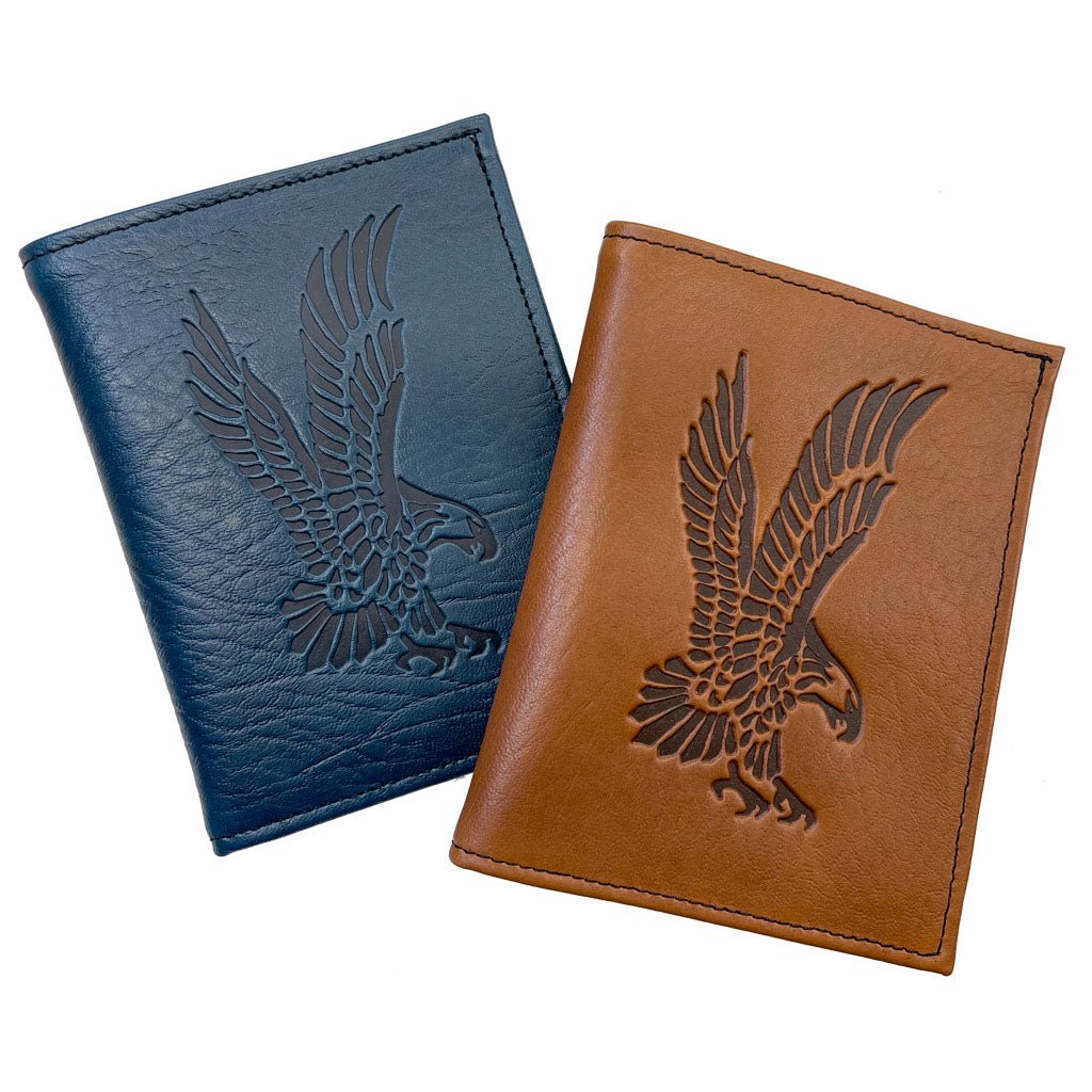 Oberon Design Genuine Leather Traveler Passport Wallets,  Eagle, Navy &amp; Saddle