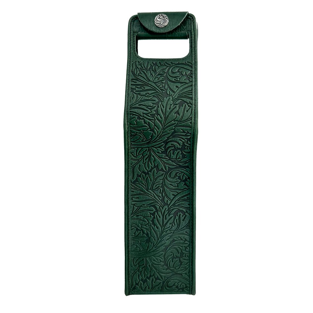 Oberon Design Wine Bottle Carrier Bag, Acanthus Leaf Single in Green