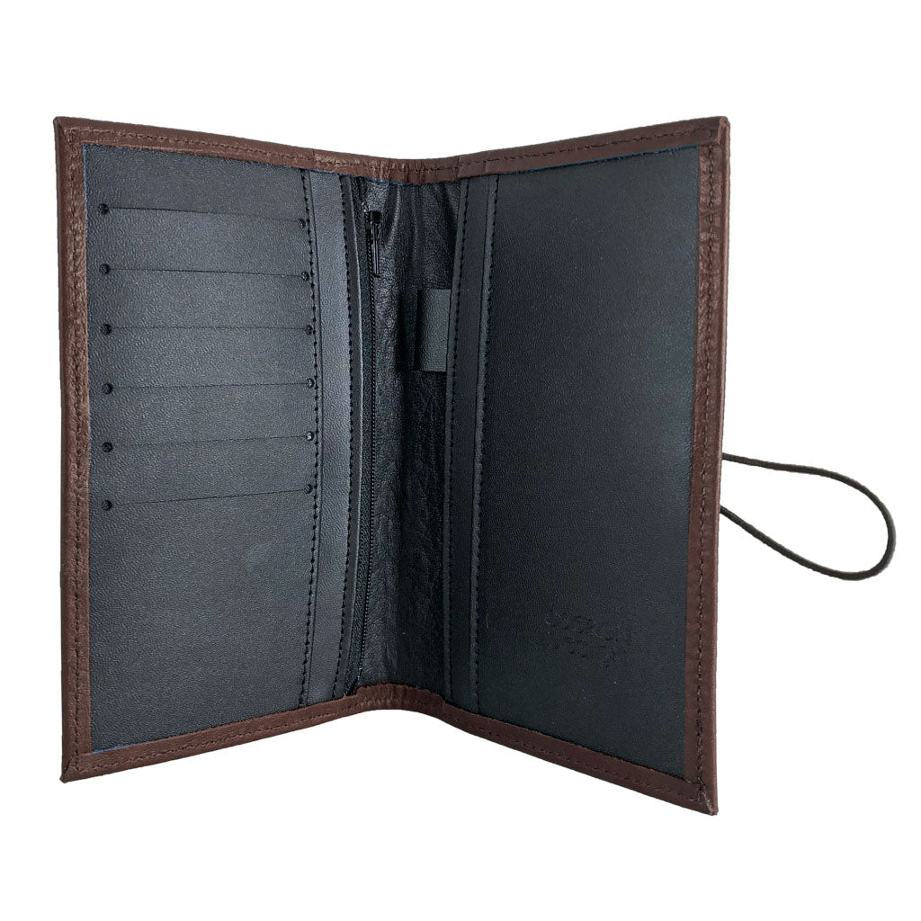 Oberon Design Premium Leather Women&#39;s Wallet, Chocolate Interior