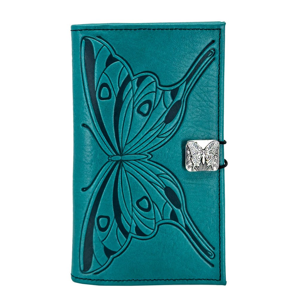 Oberon Design Premium Leather Women's Wallet, Butterfly, Teal