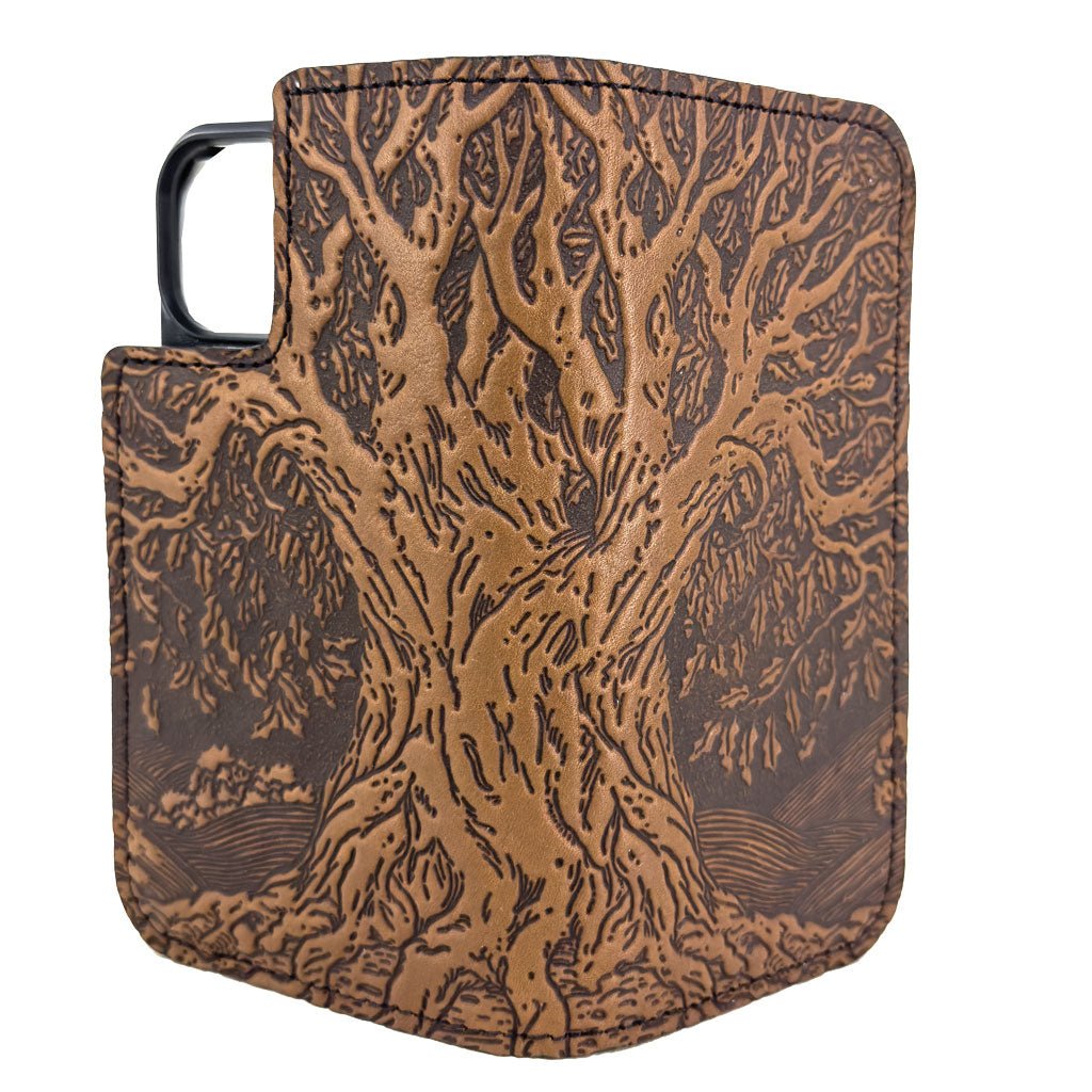 iPhone Wallet, Tree of Life - Saddle (Open)