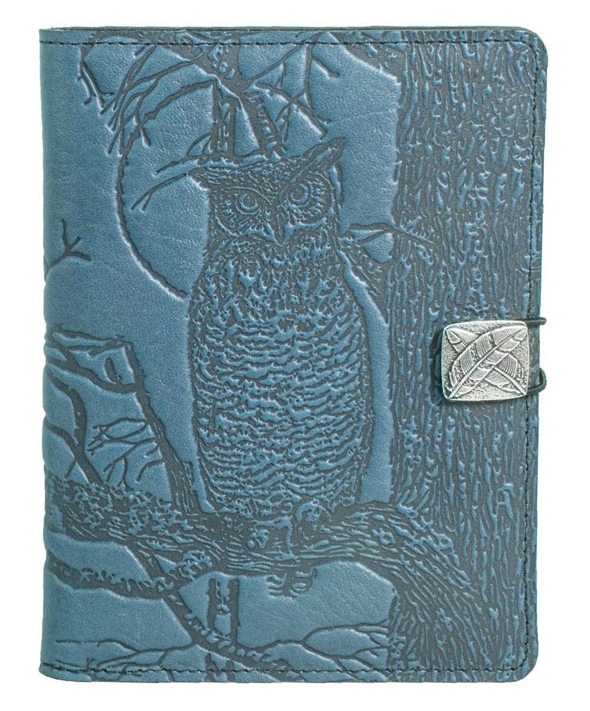 Genuine leather cover, case for Kindle e-Readers, Horned Owl, Blue