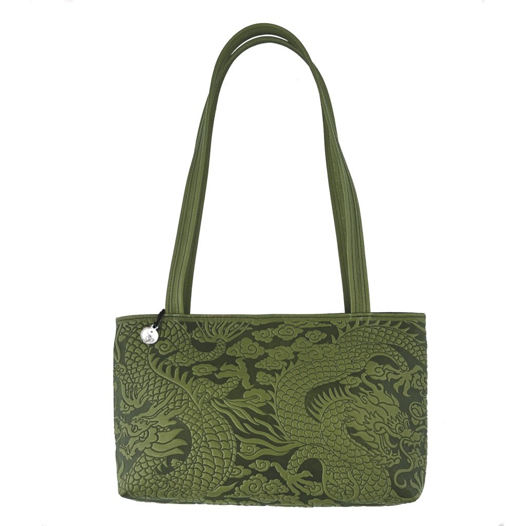 Oberon Design Leather Women&#39;s Handbag, Cloud Dragon Streamline, Fern