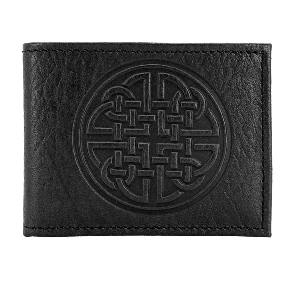 Oberon Design Leather Men&#39;s Wallet, Fine Celtic, Black