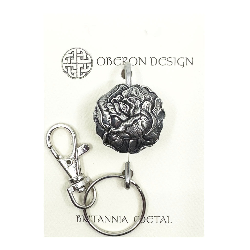 Oberon Design Hand Crafted Key Ring Purse Hook, Rose, Card