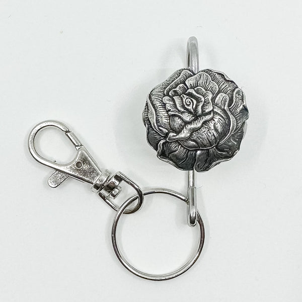 Oberon Design Hand Crafted Key Ring Purse Hook, Rose