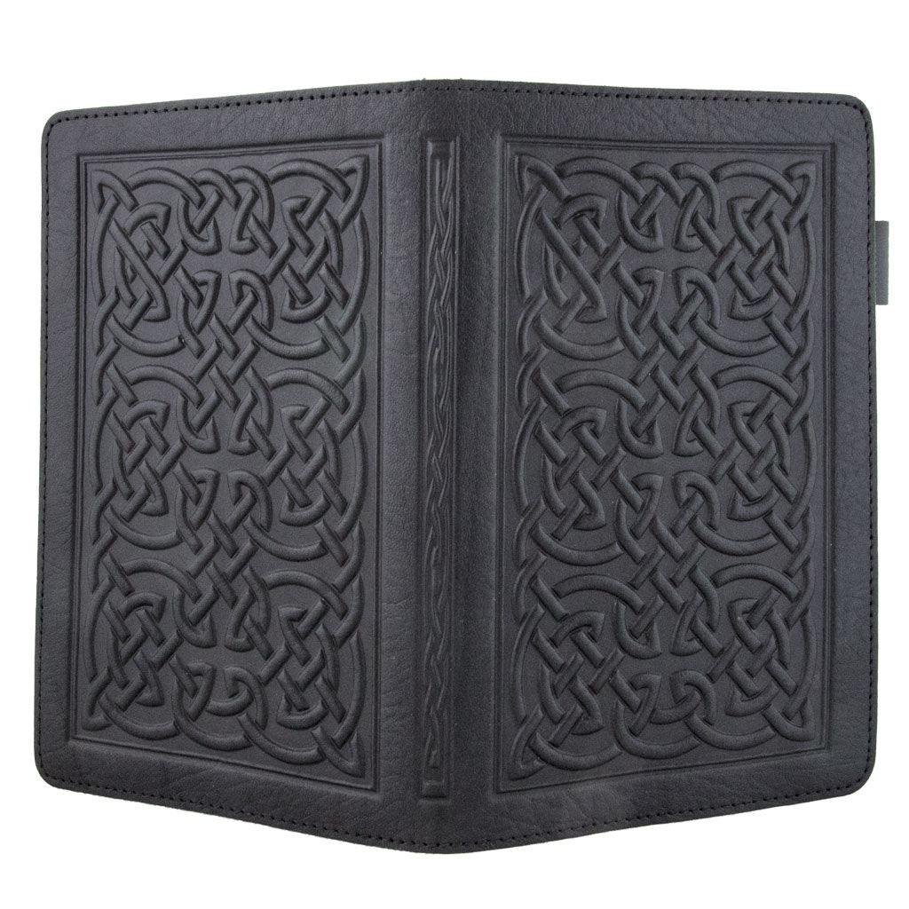Leather Portfolio with Notepad, Pockets and Pen Holder, Bold Celtic, Open