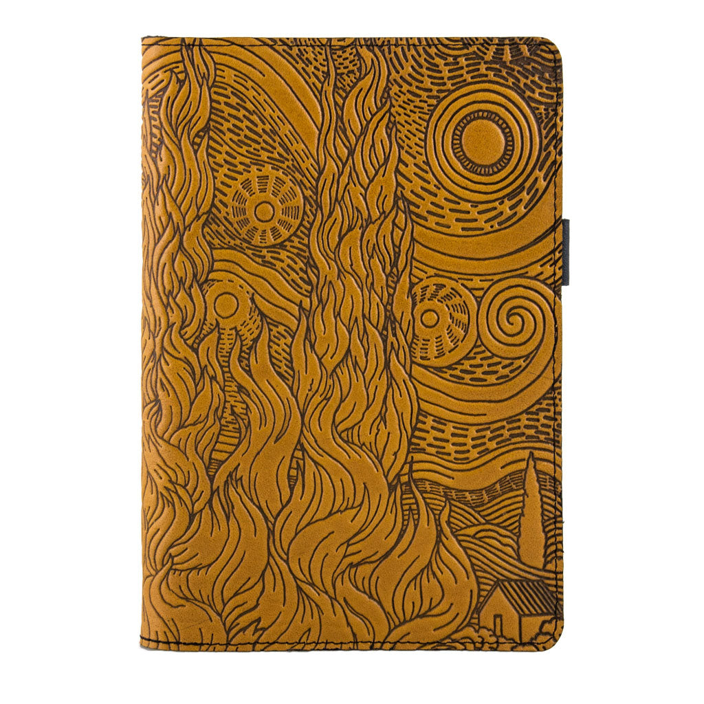 Leather Portfolio with Notepad, Pockets and Pen Holder, Van Gogh&#39;s Sky