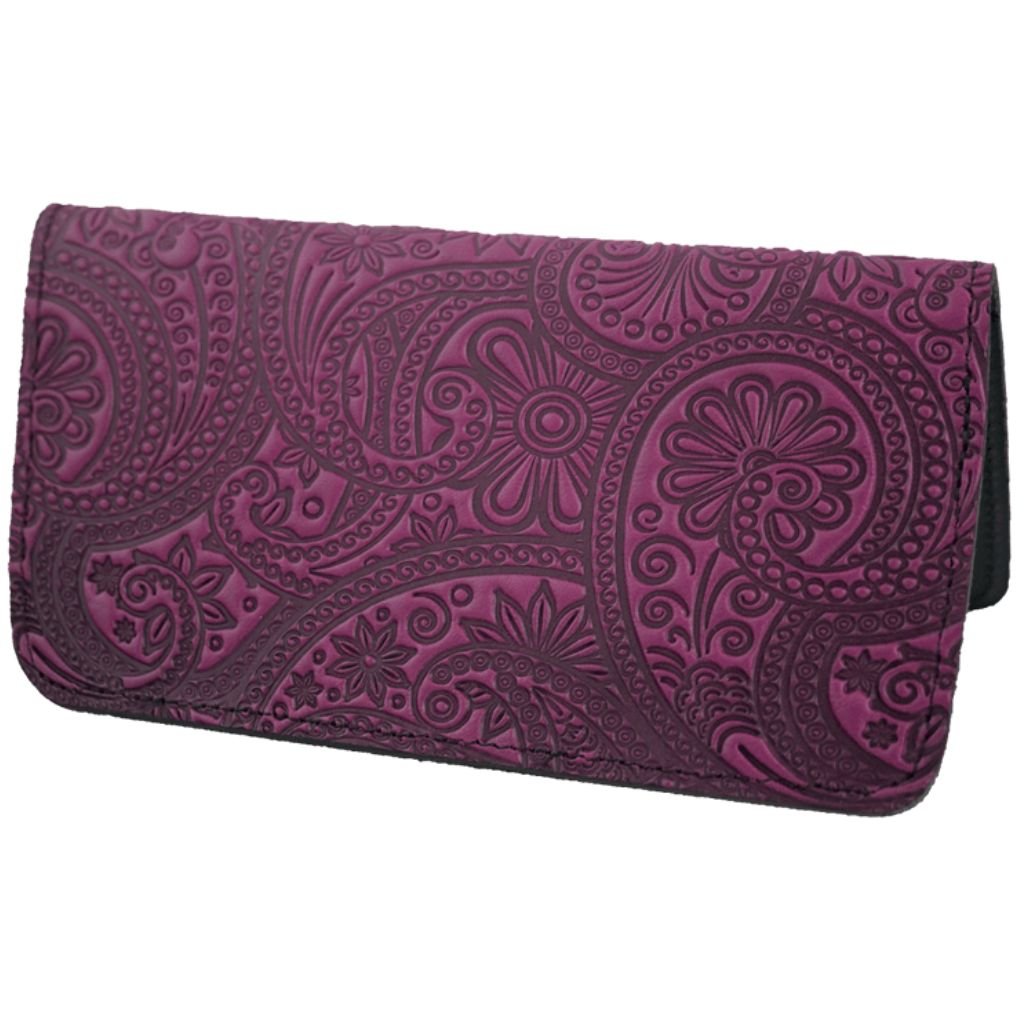 Checkbook Cover, Paisley in Orchid