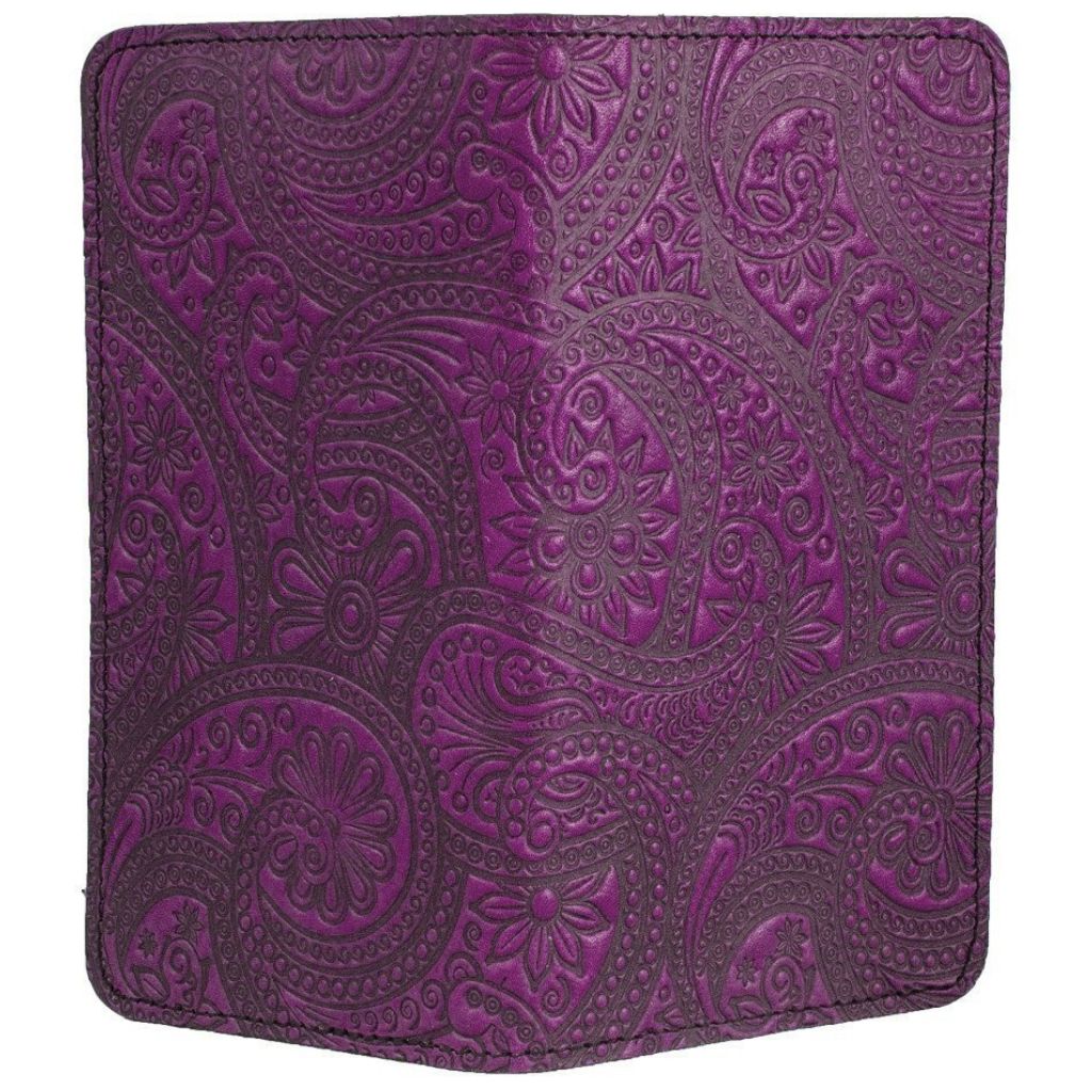 Checkbook Cover, Paisley in Orchid - Open