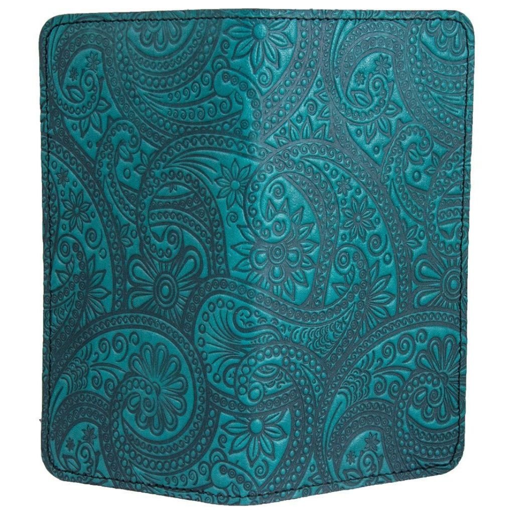 Checkbook Cover, Paisley in Teal - Open